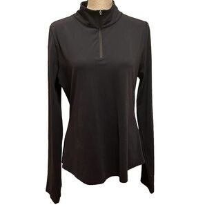 Yogalicious Pullover Black Quarter Zip Mock Neck Long Sleeve Workout size XL